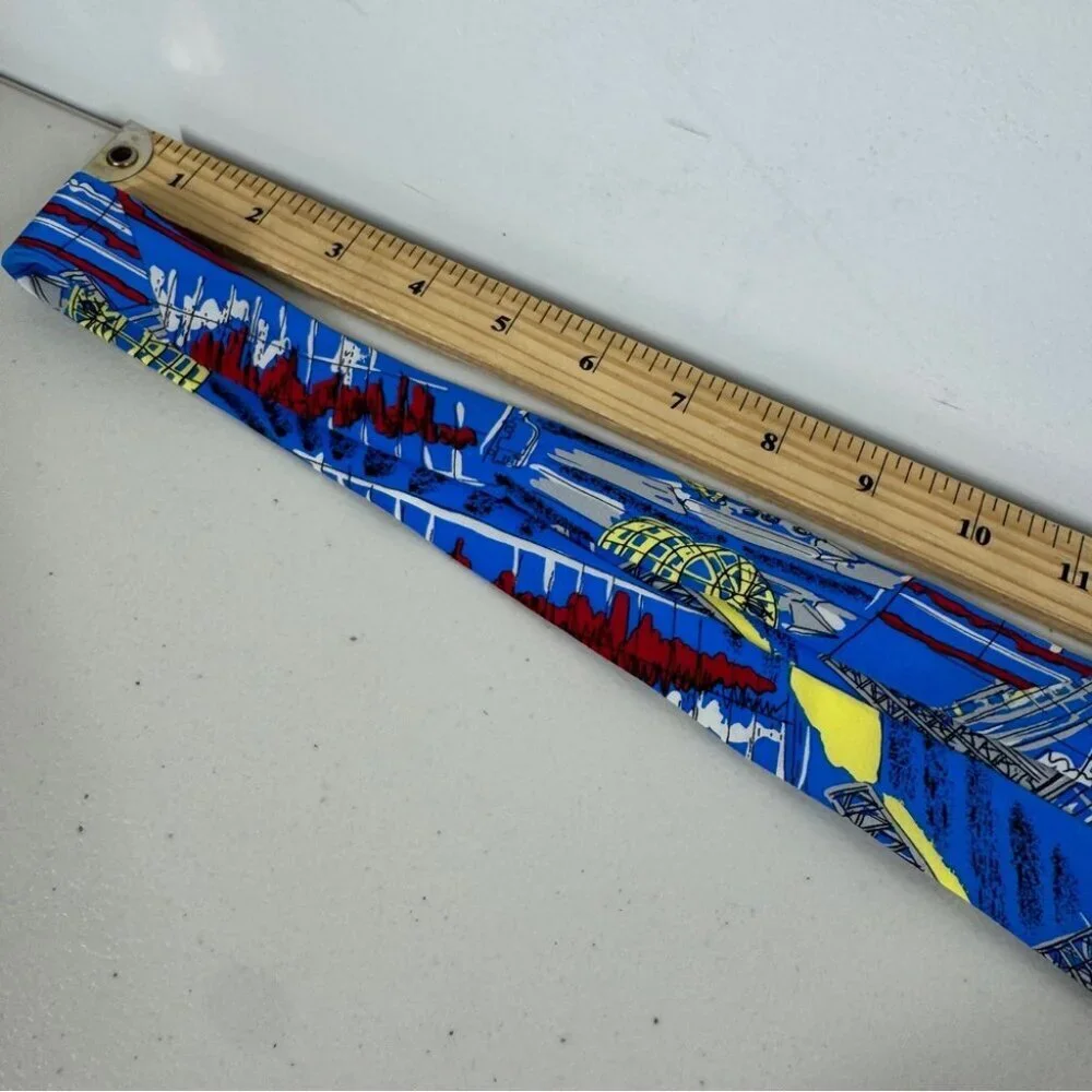 Schimberger Vienna Silk Tie Blue Novelty Architecture Designer Necktie Preppy